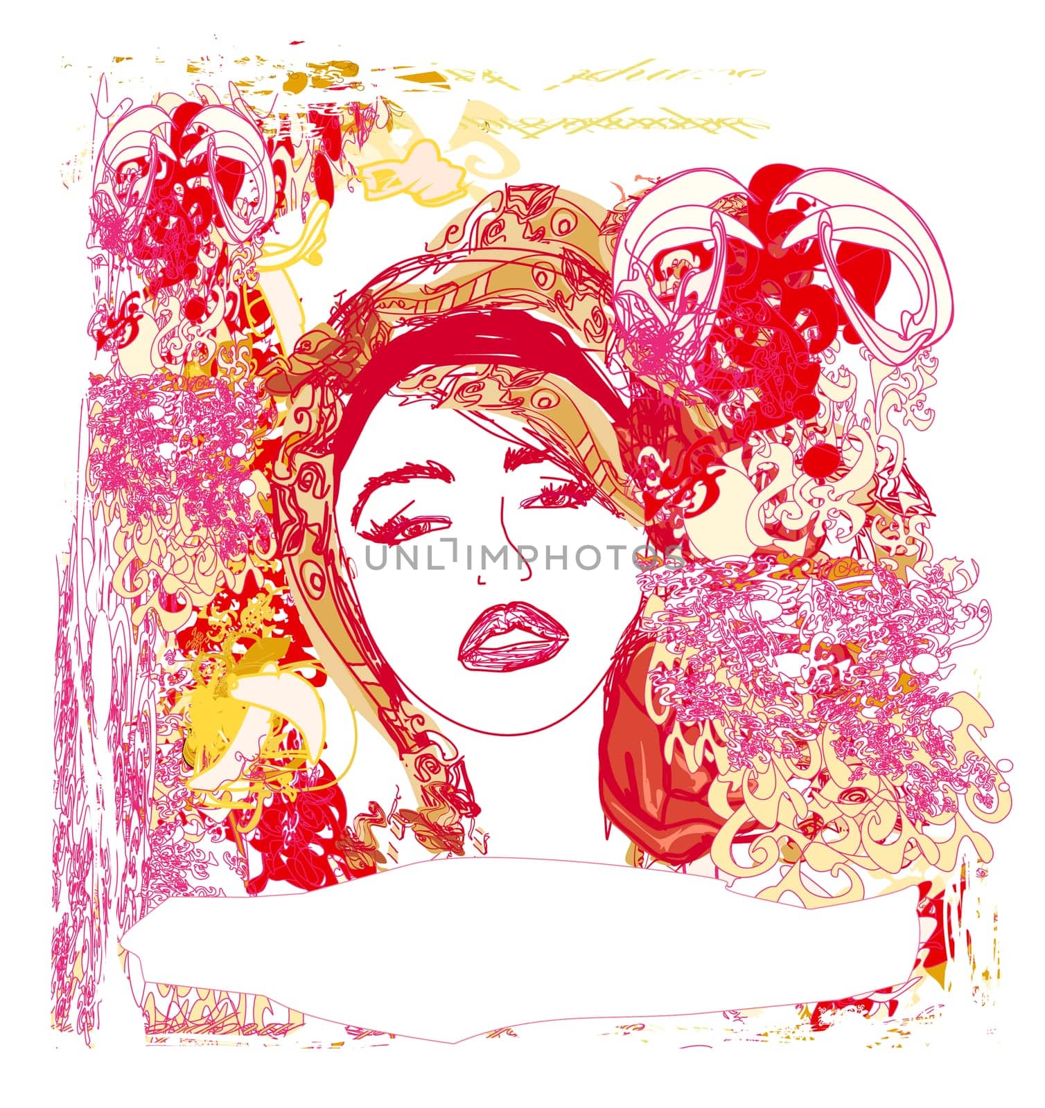 Creative fashion portrait, vector
