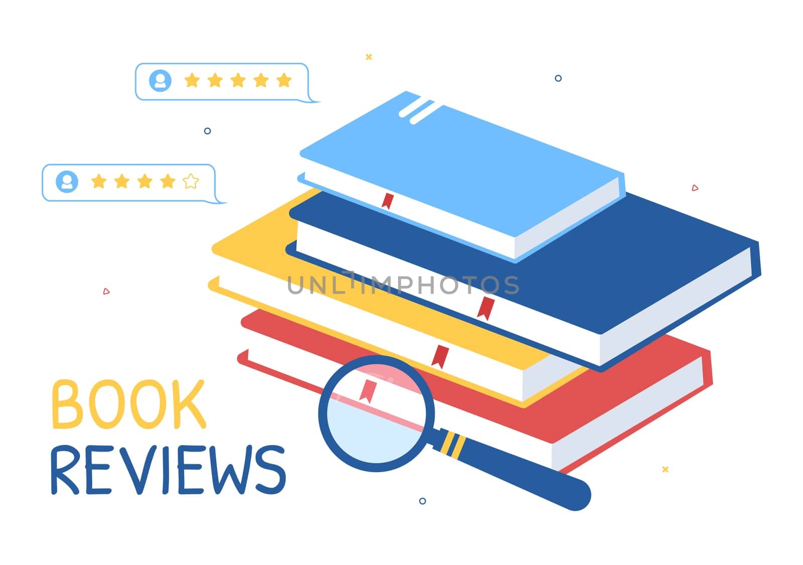 Book Review Template Hand Drawn Cartoon Flat Illustration with Reader Feedback for Analysis, Rating, Satisfaction and Comments About Publications