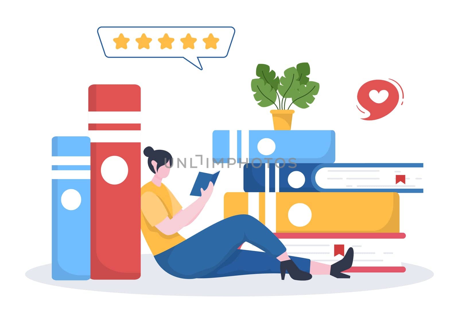 Book Review Template Hand Drawn Cartoon Flat Illustration with Reader Feedback for Analysis, Rating, Satisfaction and Comments About Publications