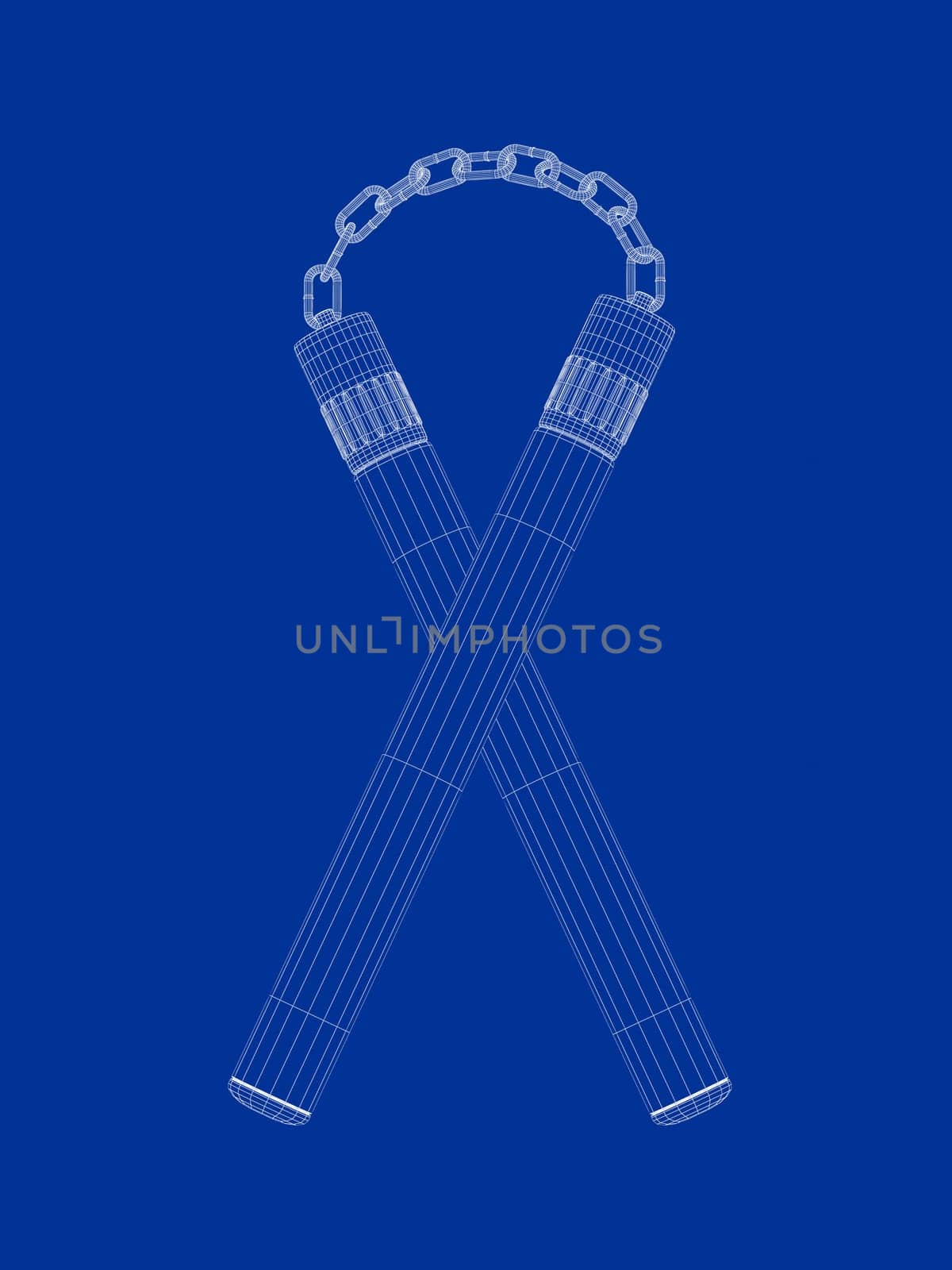 3D wire-frame model of nunchaku