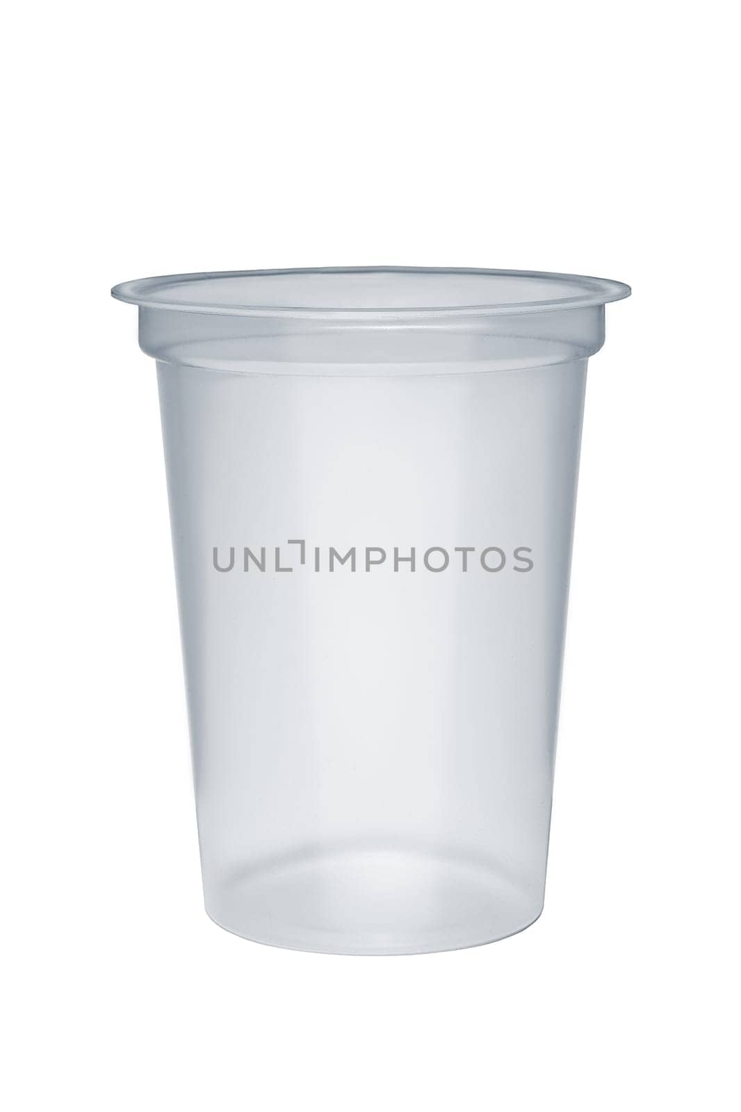 Empty plastic takeaway cup isolated on white background