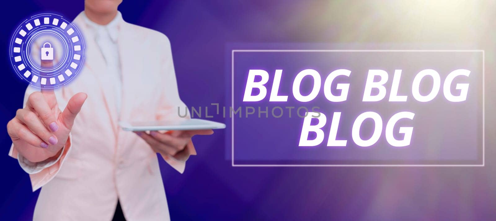 Writing displaying text Blog Blog Blog, Word for Internet blogging trend modern virtual communication