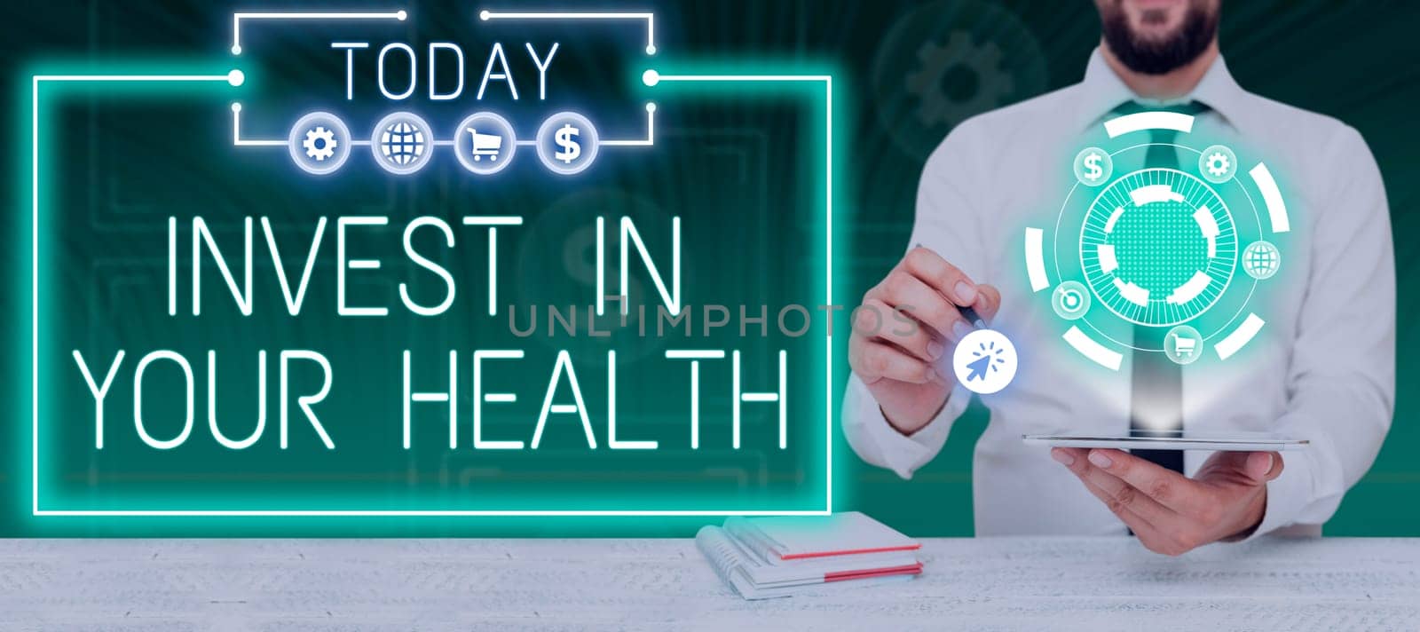 Writing displaying text Invest In Your Health, Word for Live a Healthy Lifestyle Quality Food for Wellness