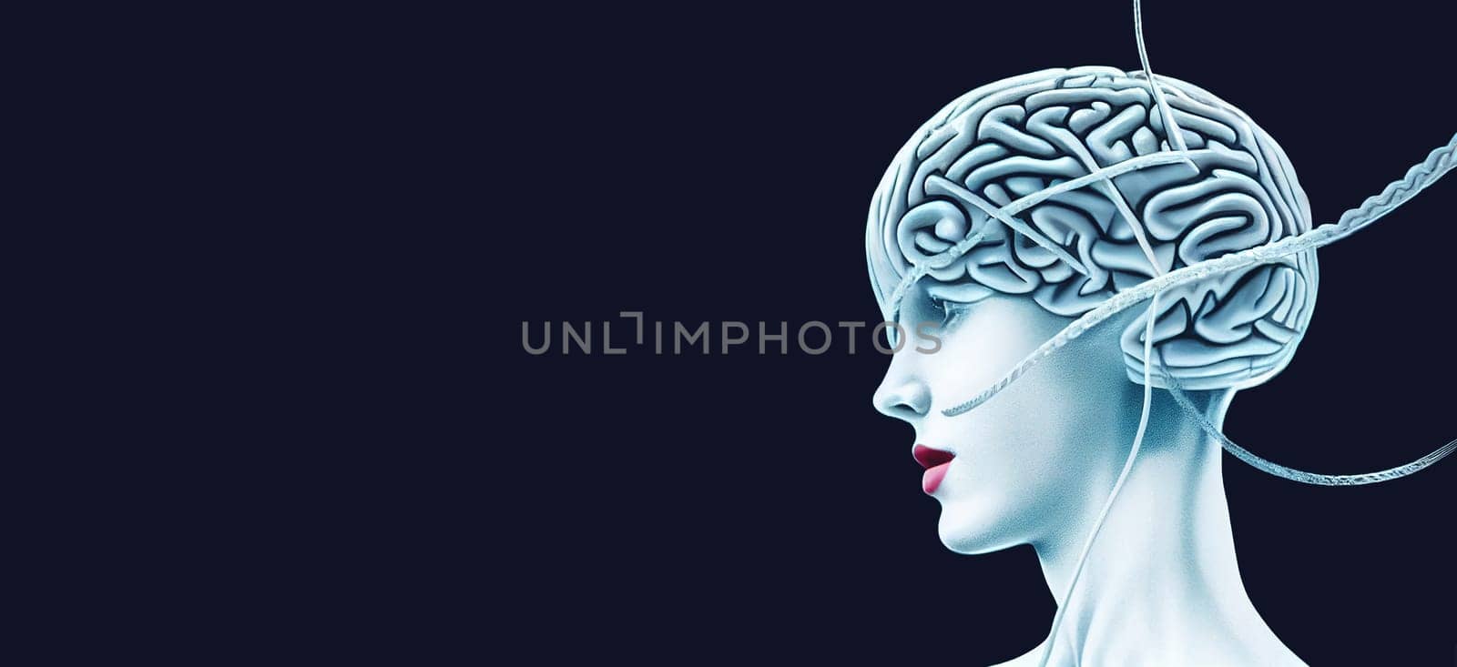 Mind control, brain with strings, manipulation and dictator concept, mass hypnosis by media, illustration