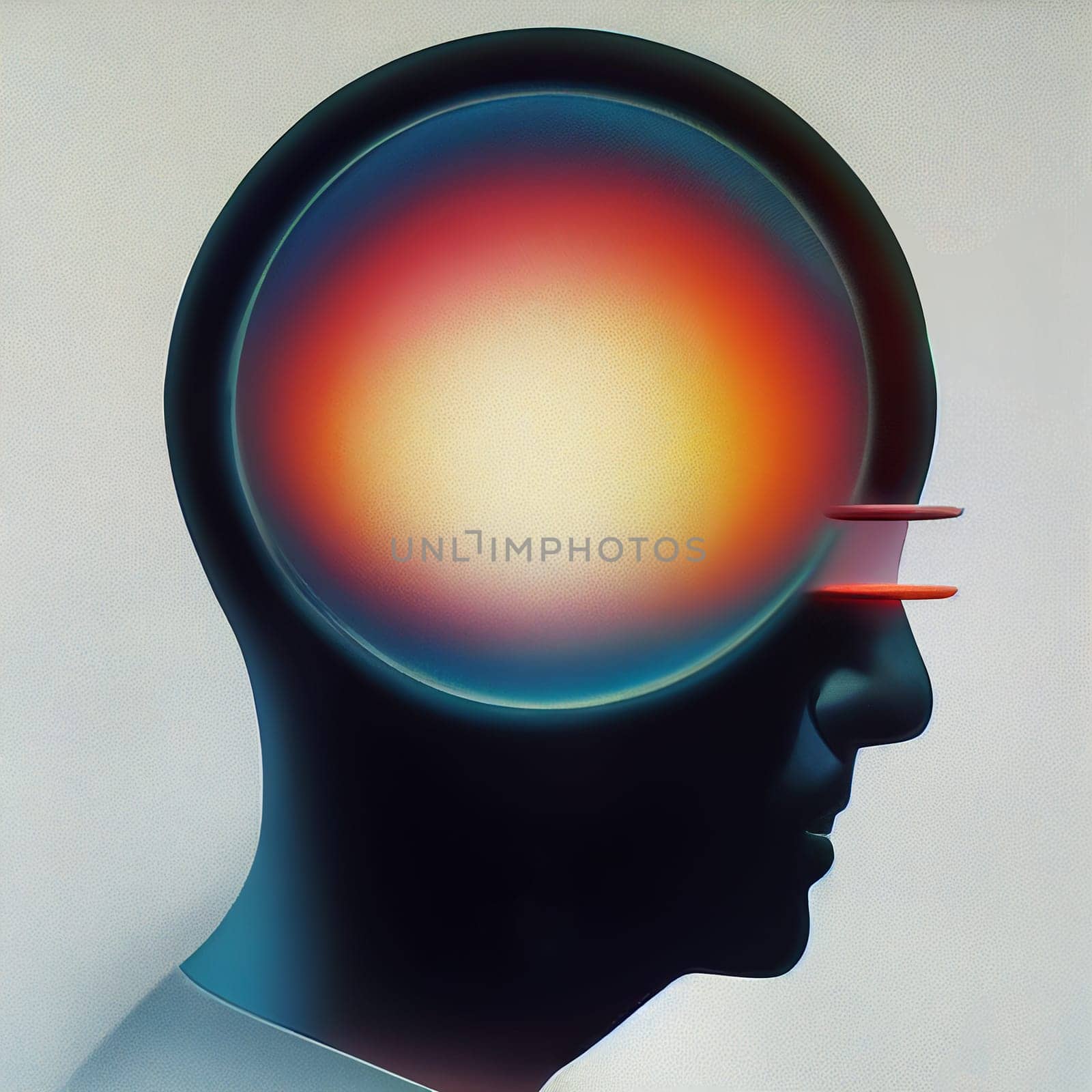 Mind control, brain with strings, manipulation and dictator concept, mass hypnosis by media, illustration