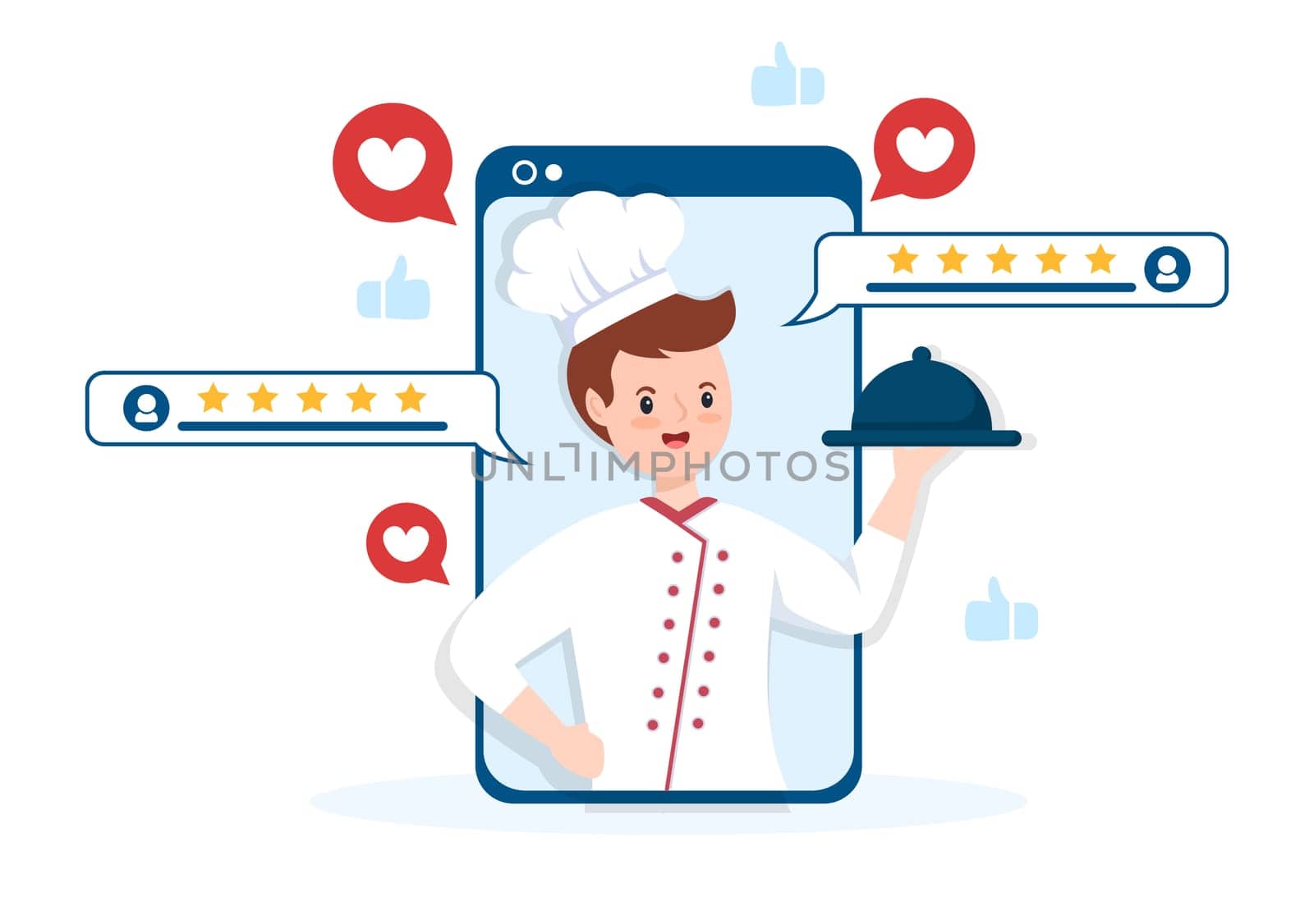 Restaurant Rating Review Template Hand Drawn Cartoon Flat Illustration with Customer Feedback, Rate Star, Expert Opinion and Online Survey