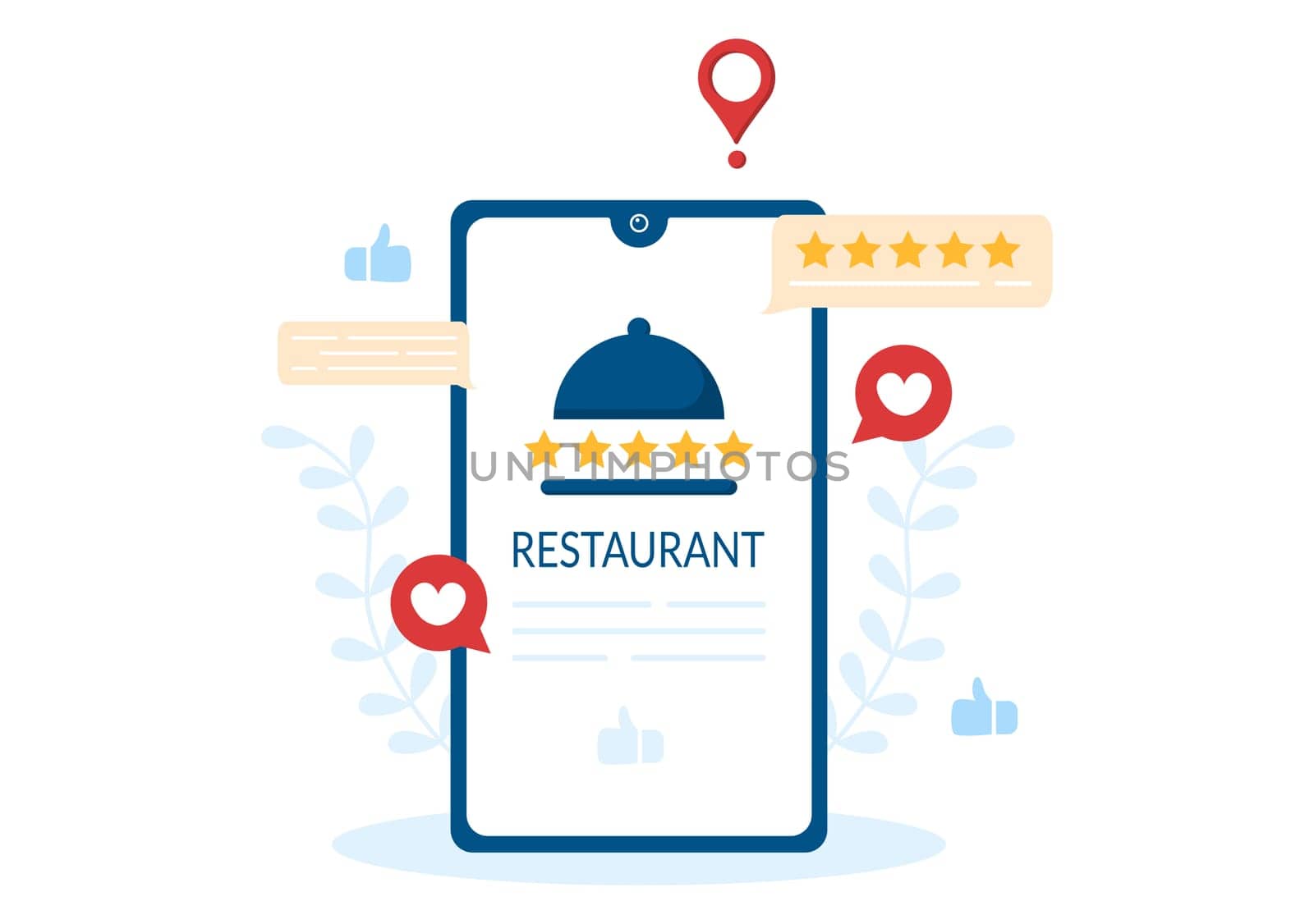 Restaurant Rating Review Template Hand Drawn Cartoon Flat Illustration with Customer Feedback, Rate Star, Expert Opinion and Online Survey