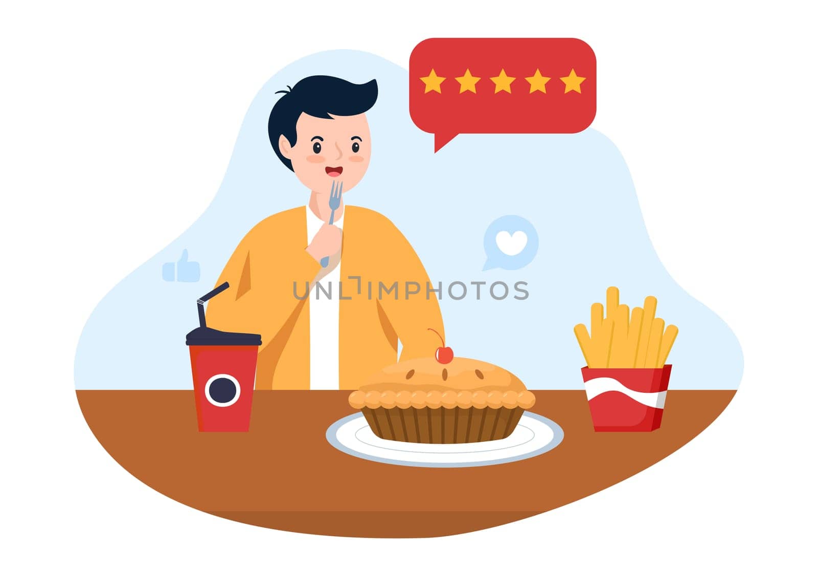 Restaurant Rating Review Template Hand Drawn Cartoon Flat Illustration with Customer Feedback, Rate Star, Expert Opinion and Online Survey