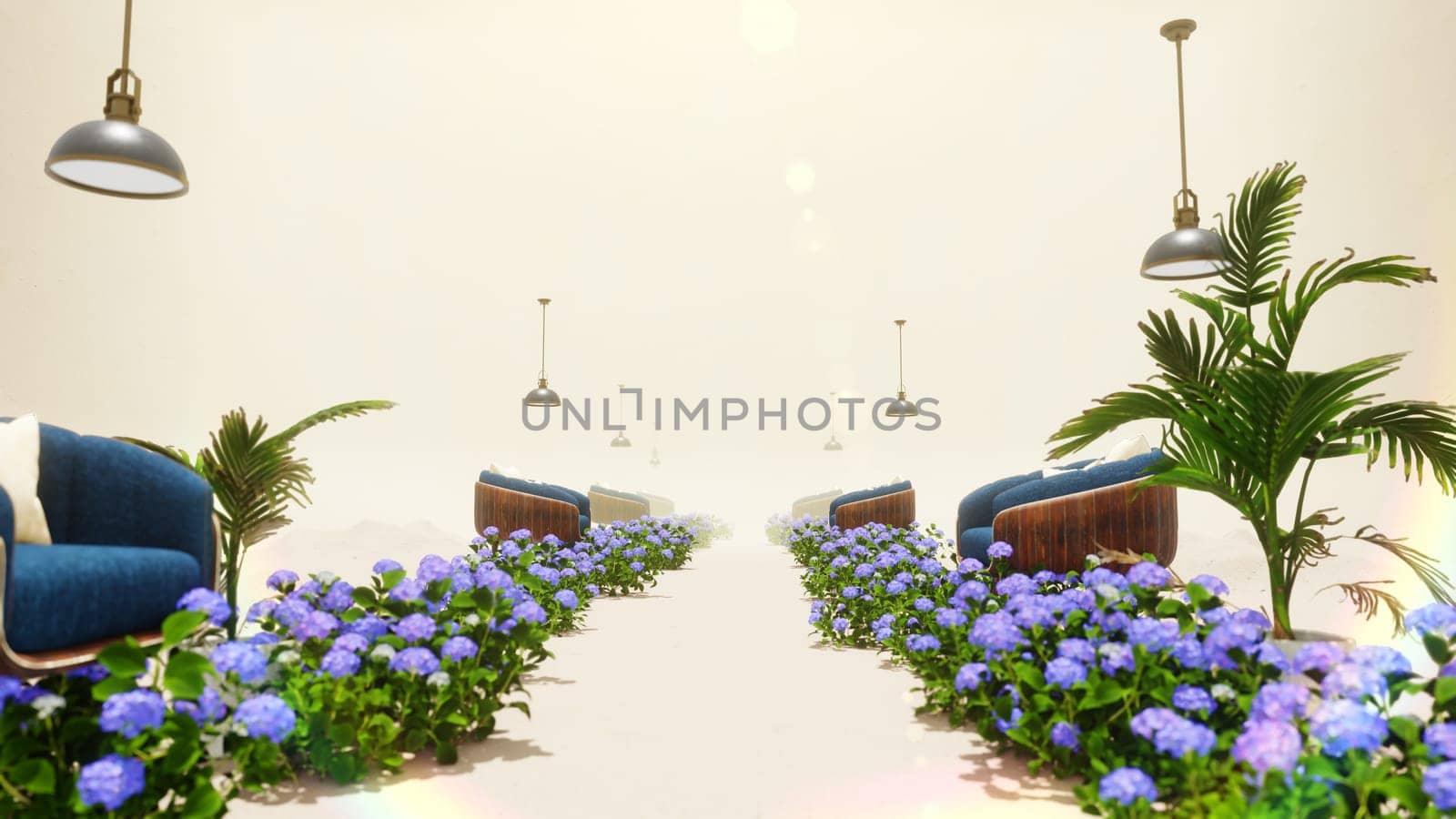 3D illustration Background for advertising and wallpaper in nature and summer scene. 3D rendering in decorative concept.