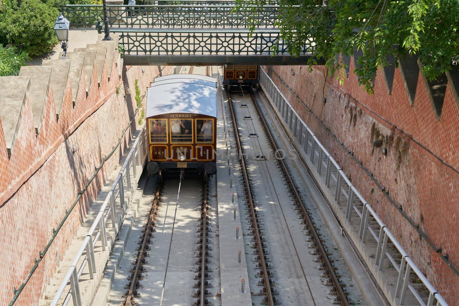 The second oldest funicular railroad in the world from 1870 Budavári Sikló on Castle Hill in the Hungarian capital Budapest