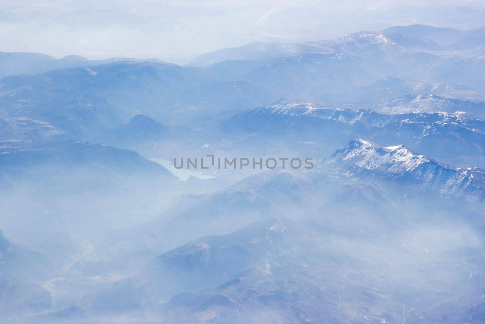 View from the plane over the Alps