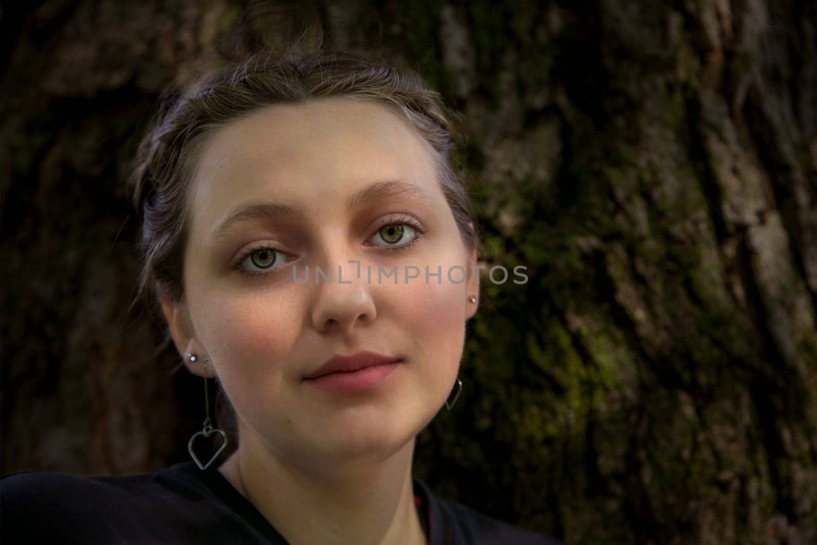 teenager woman classic style makeup portrait outside girl on dark background