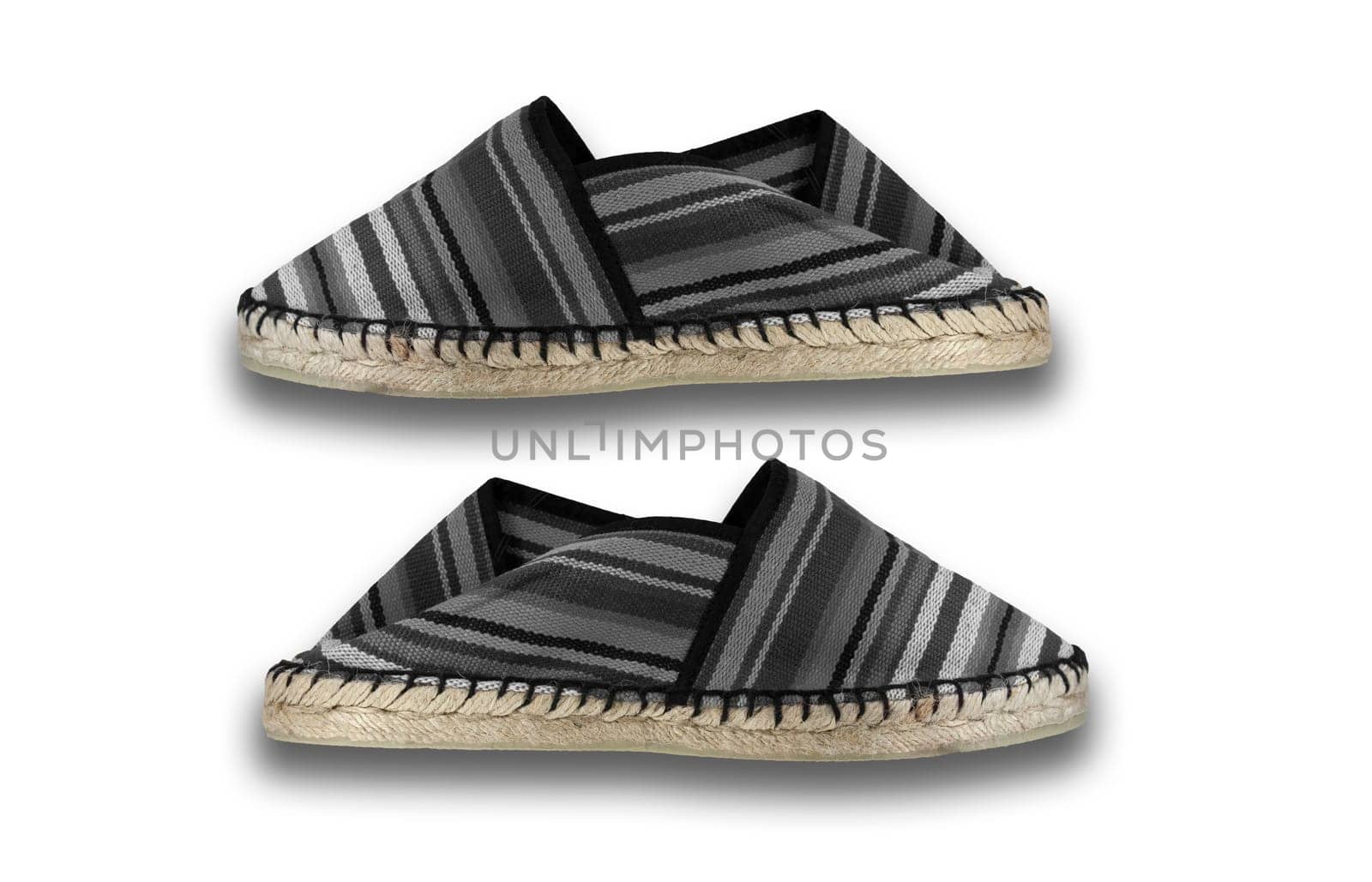 Espadrille shoes, traditional spanish shoes made of sparto rope and canvas. Isolated over white background