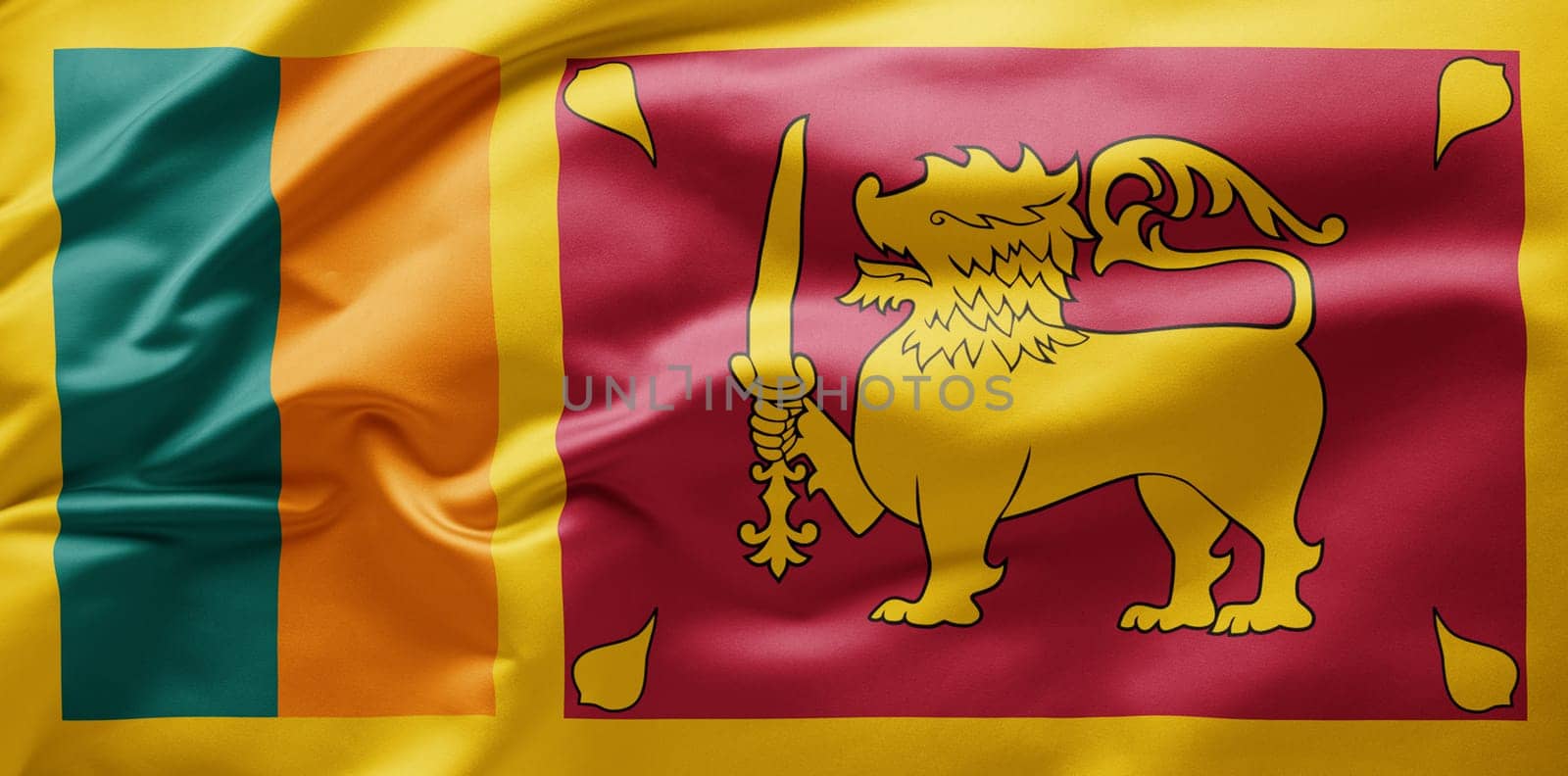 Waving national flag of Sri Lanka