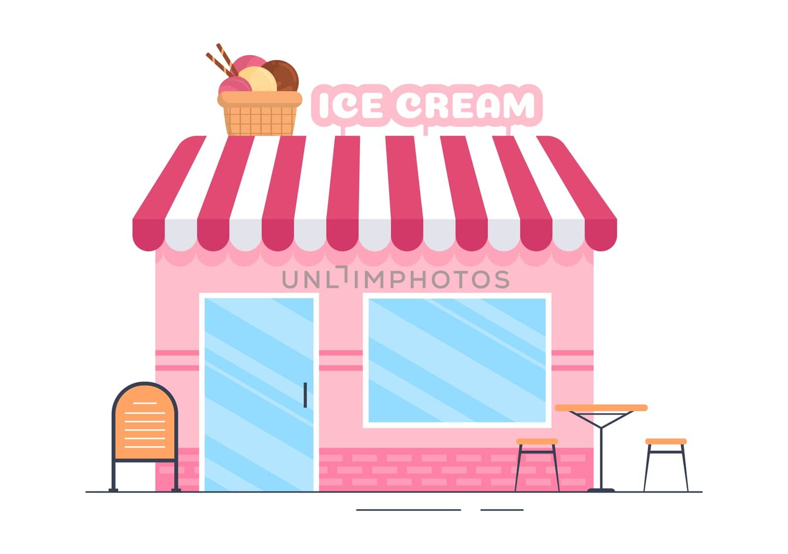 Ice Cream Store Template Hand Drawn Cartoon Flat Illustration with Delicious Dessert and Various Flavors Design