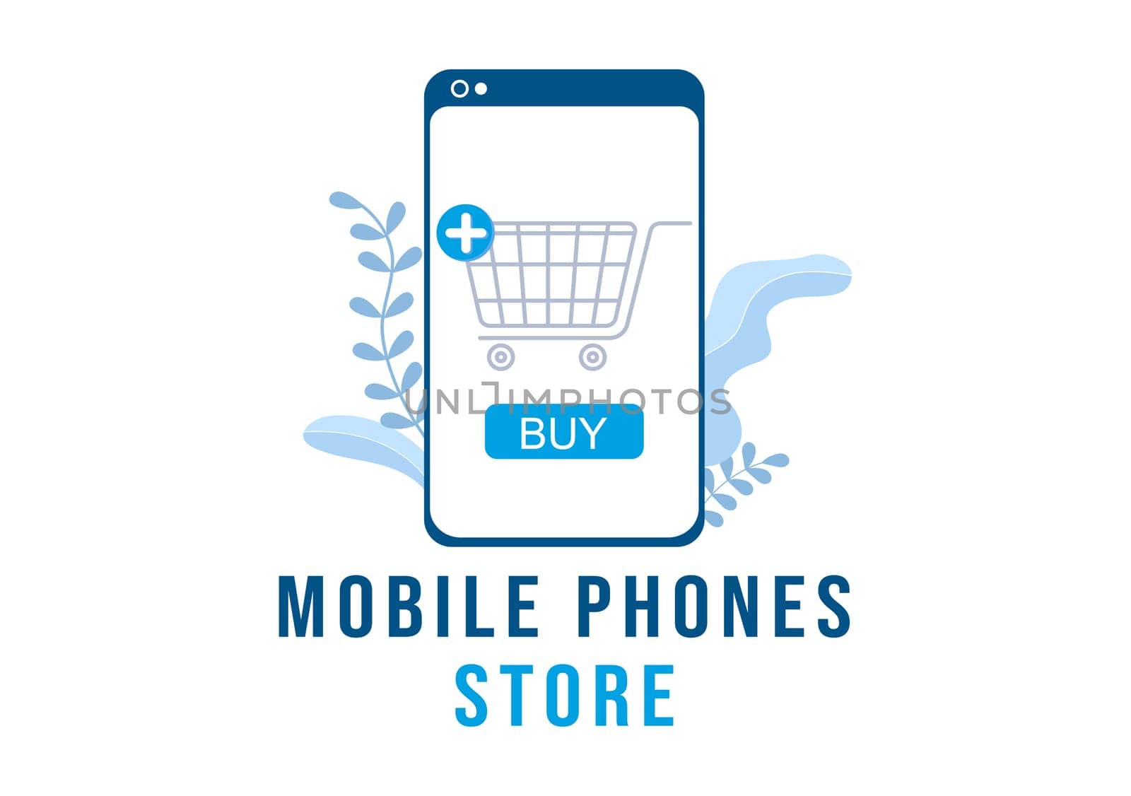 Mobile Phone Store Template Hand Drawn Cartoon Flat Illustration with Phones Models, Tablets, Gadget Retail, Other Devices and Accessories