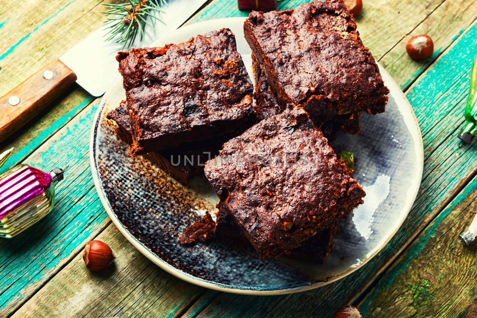 Panforte, cake with almonds, nuts, dried fruits and berries.