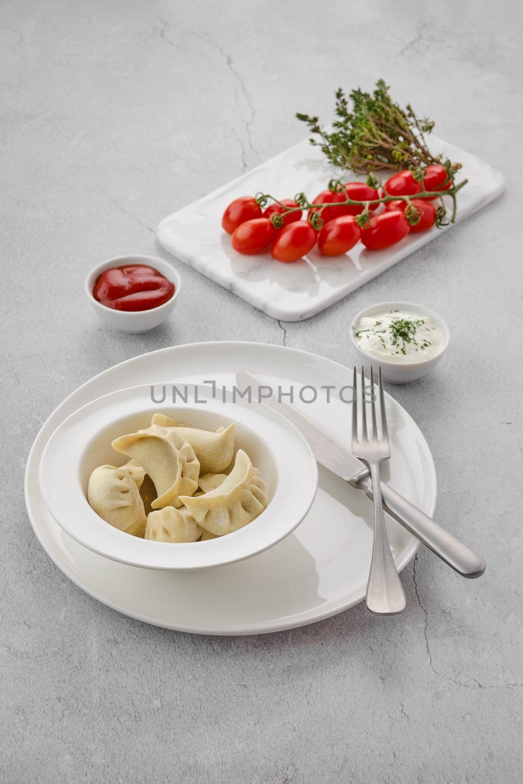 Frozen semifinished dumplings stuffed with pork meat