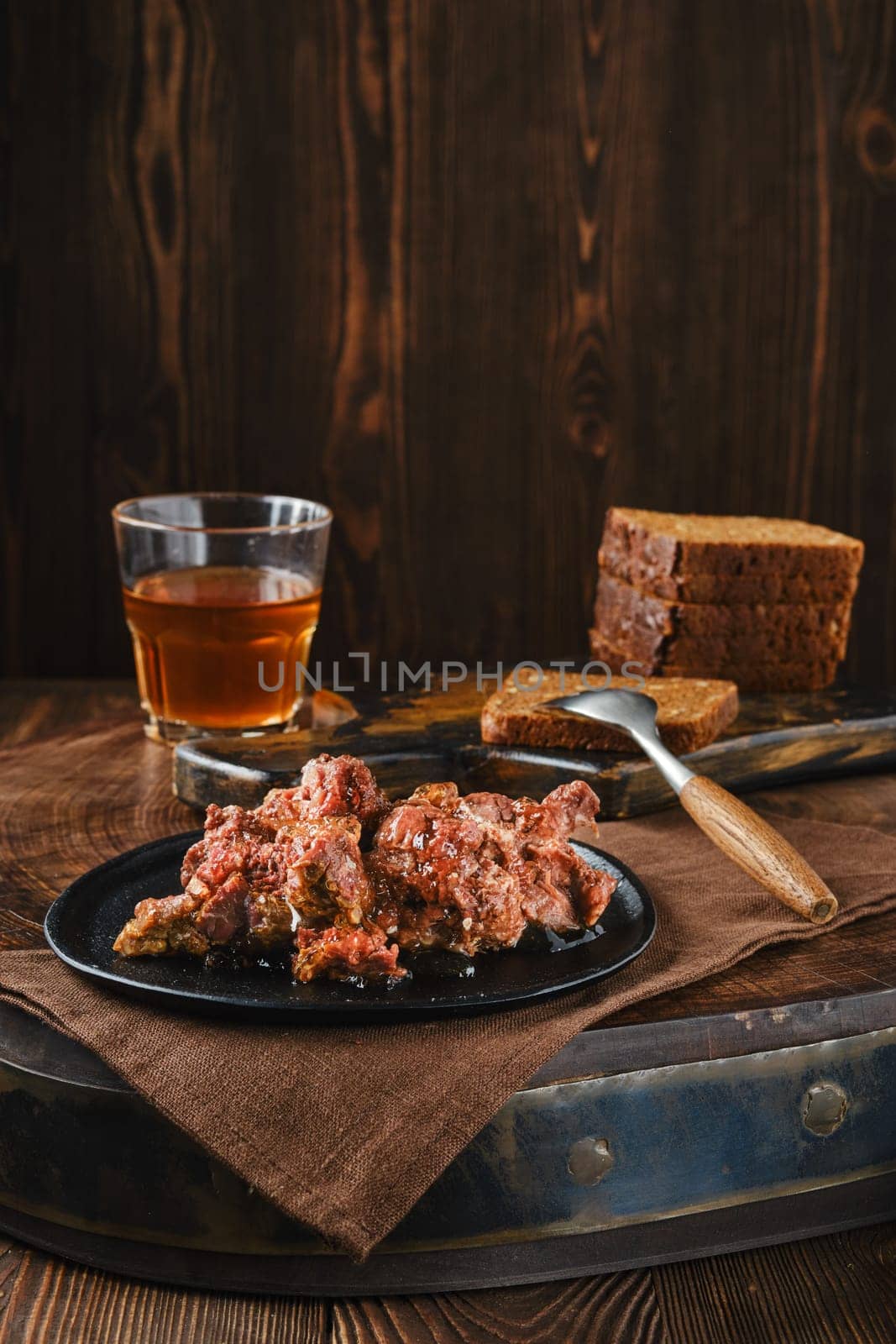 Homemade canned deer stew meat on a plate