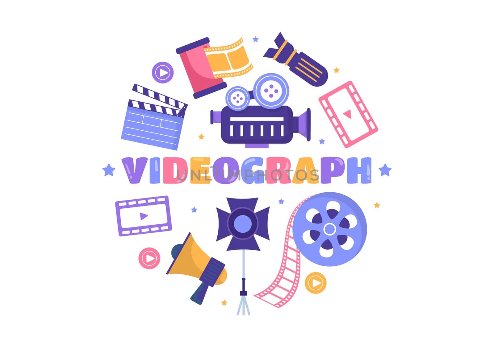 Videographer Services Template Hand Drawn Cartoon Flat Illustration with Record Video Production, Movie, Equipment and Cinema Industry Design
