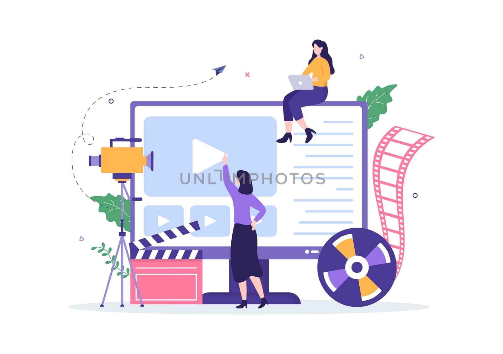 Videographer Services Template Hand Drawn Cartoon Flat Illustration with Record Video Production, Movie, Equipment and Cinema Industry Design