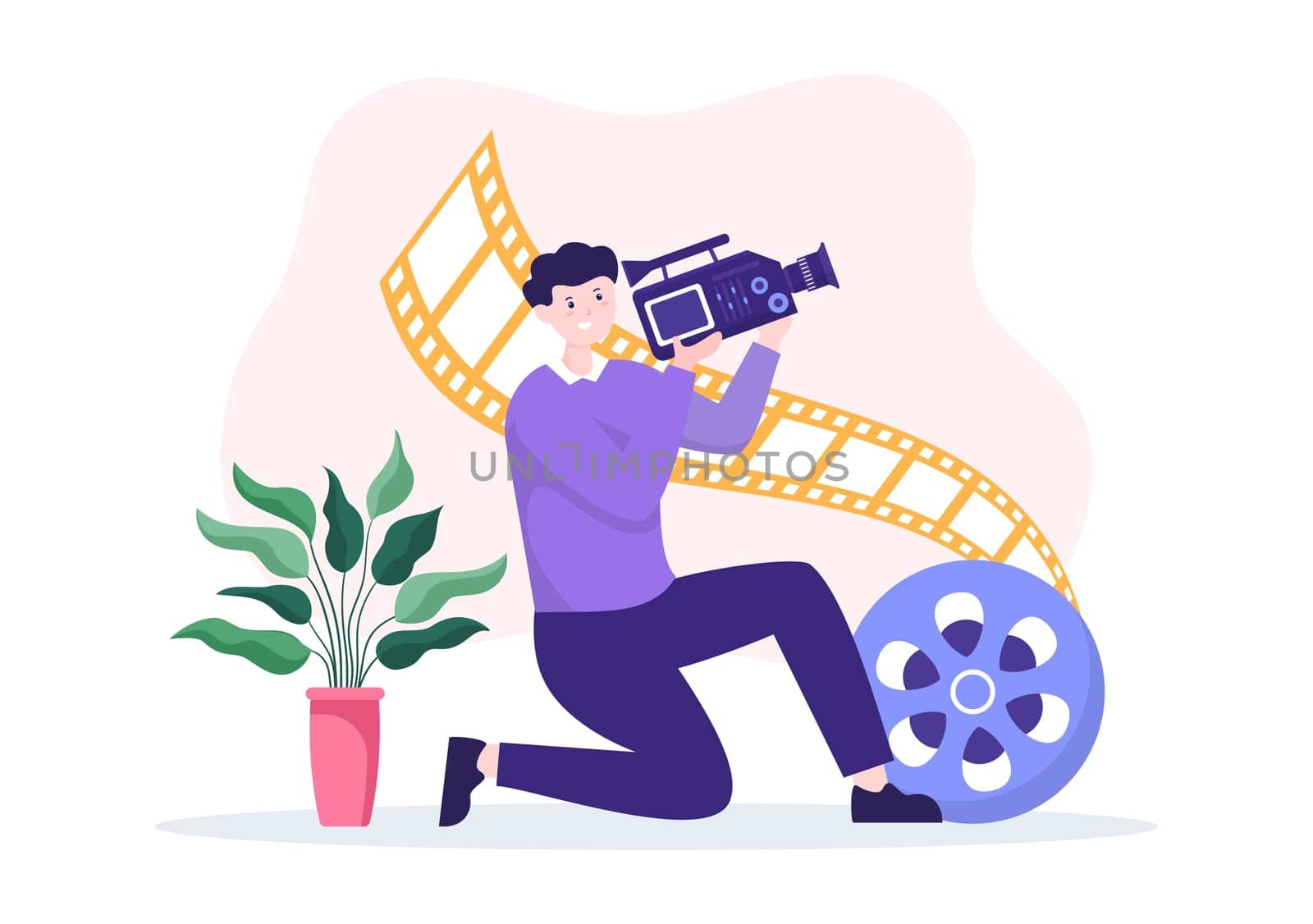 Videographer Services Template Hand Drawn Cartoon Flat Illustration with Record Video Production, Movie, Equipment and Cinema Industry Design
