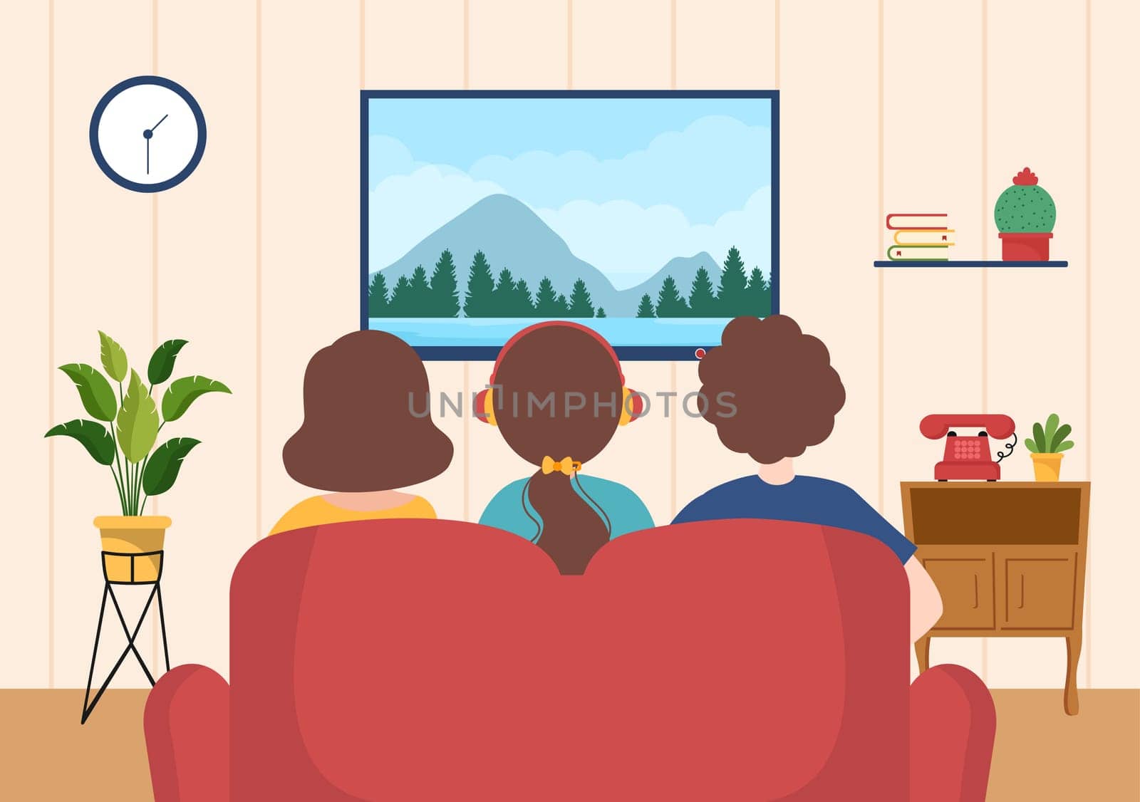 TV Channel Template Hand Drawn Cartoon Flat Illustration Home Entertainment for Watching Movie, Action Film or Breaking News in Television