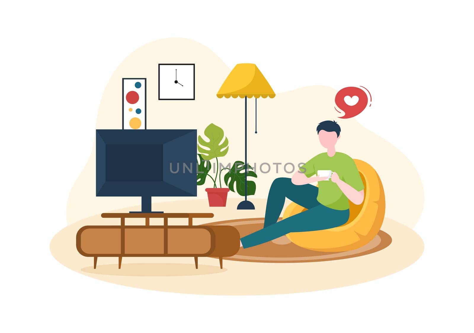 TV Channel Template Hand Drawn Cartoon Flat Illustration Home Entertainment for Watching Movie, Action Film or Breaking News in Television