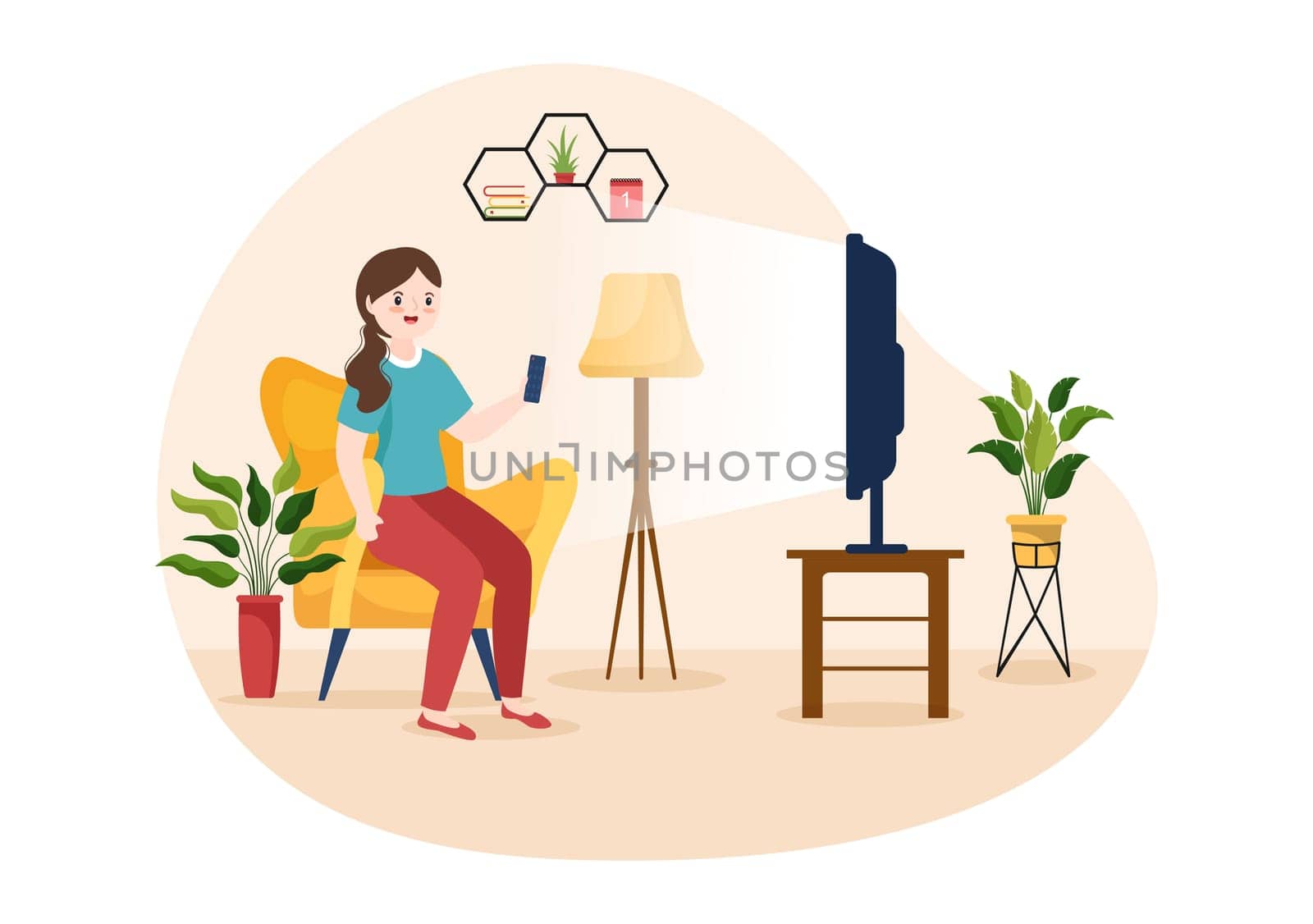 TV Channel Template Hand Drawn Cartoon Flat Illustration Home Entertainment for Watching Movie, Action Film or Breaking News in Television