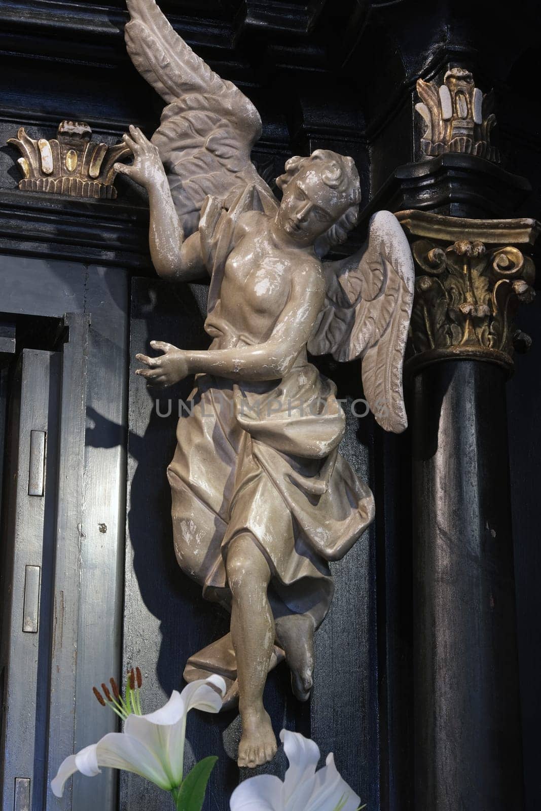 Angel statue in the chapel of Our Lady of the Kamenita vrata (Stone Gate) in Zagreb, Croatia