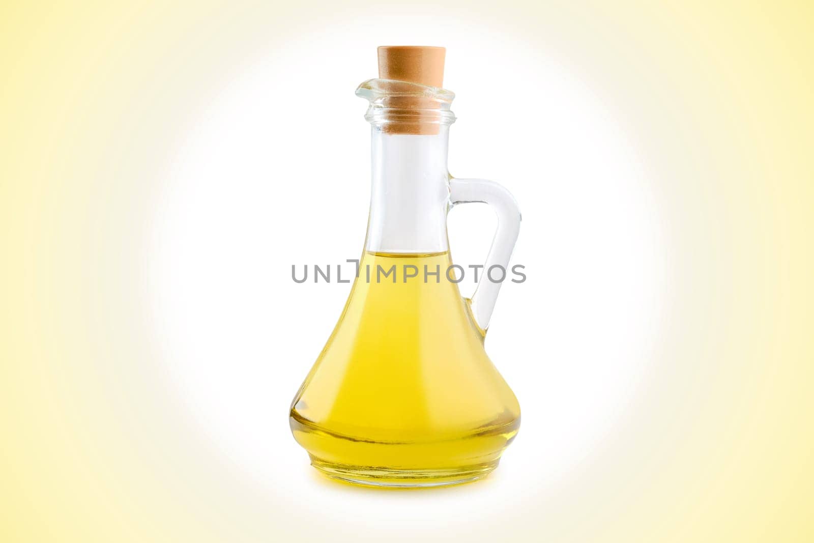 Jar with vegetable oil on circular gradient background