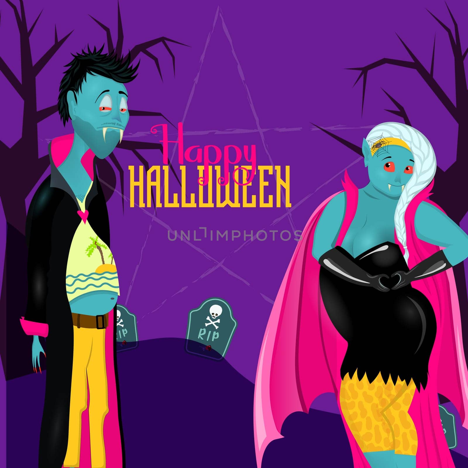 Boo Funny vampire. Halloween character. Scary and terrible vampire. Happy Halloween.