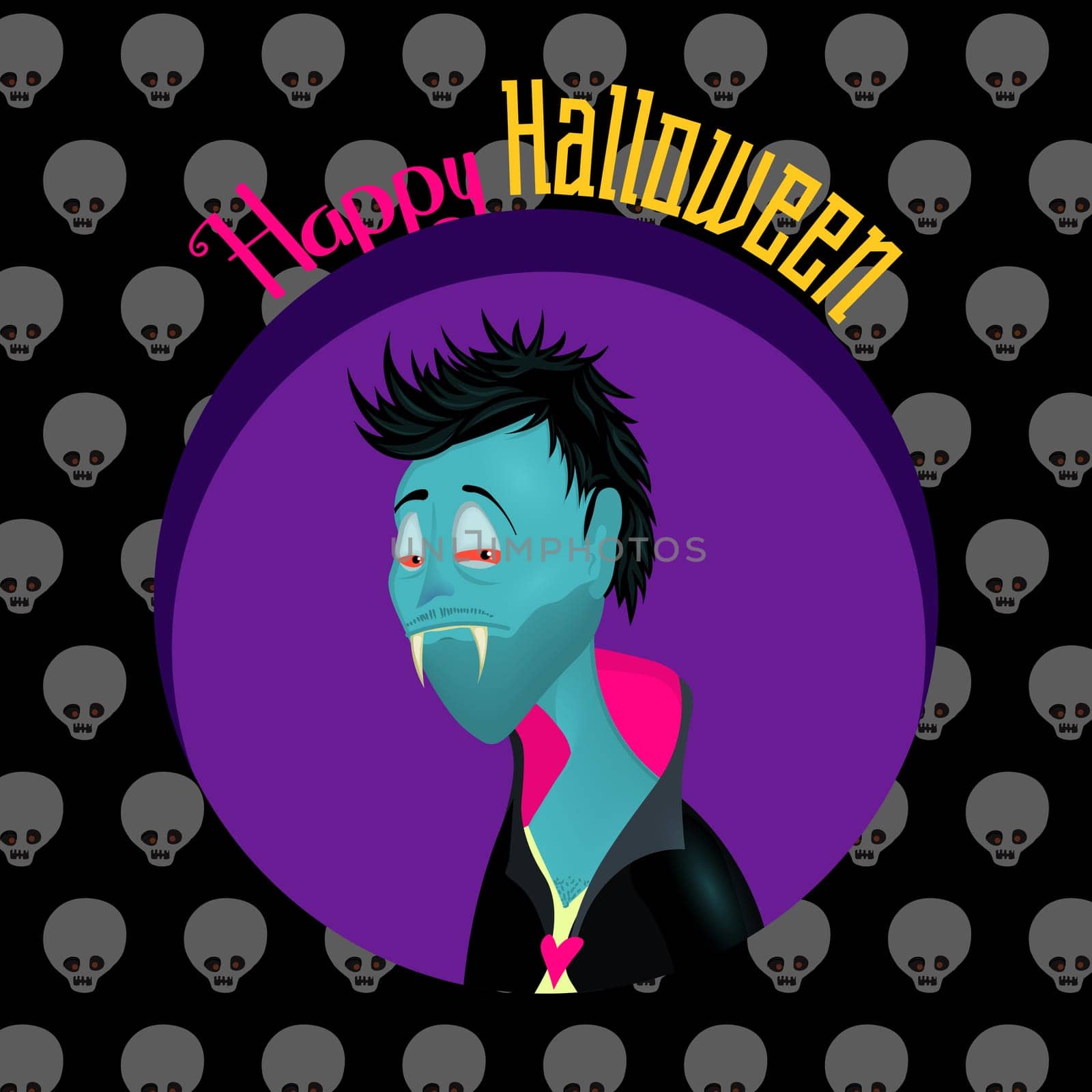 Boo Funny vampire. Halloween character. Scary and terrible vampire. Happy Halloween.