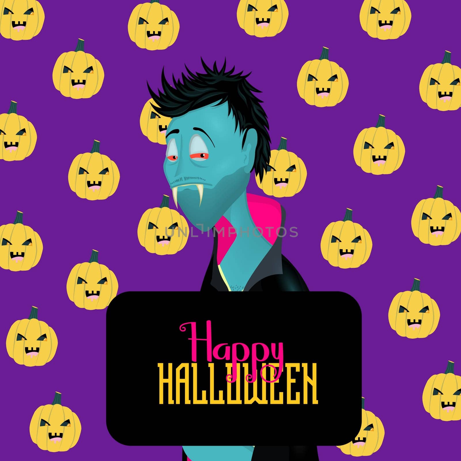 Boo Funny vampire. Halloween character. Scary and terrible vampire. Happy Halloween.