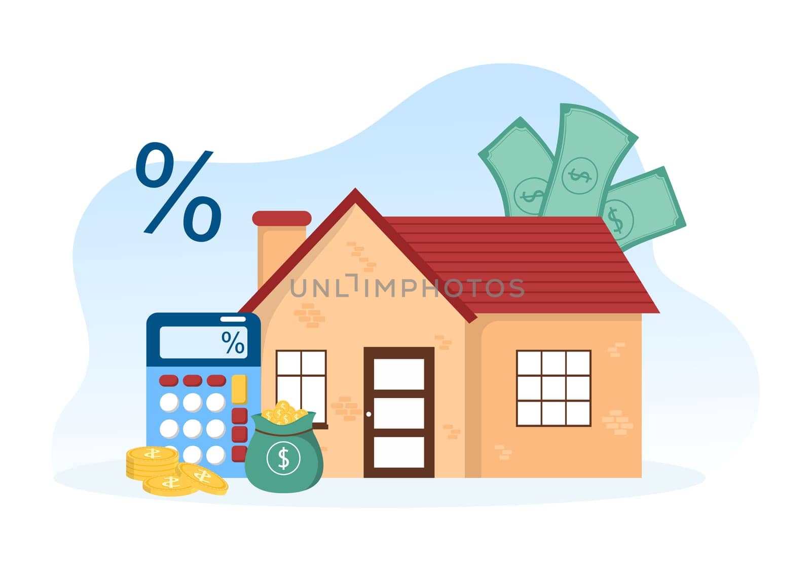 Mortgage Template Hand Drawn Cartoon Flat Illustration of Term Credit Debt by House Loan or Money Investment to Real Estate Property Design