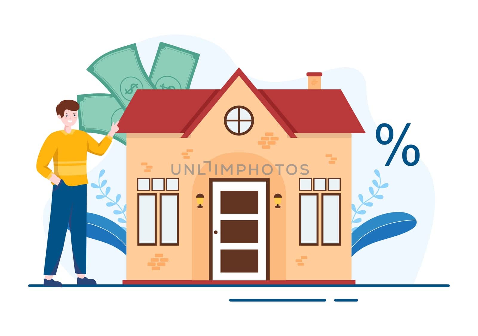 Mortgage Template Hand Drawn Cartoon Flat Illustration of Term Credit Debt by House Loan or Money Investment to Real Estate Property Design