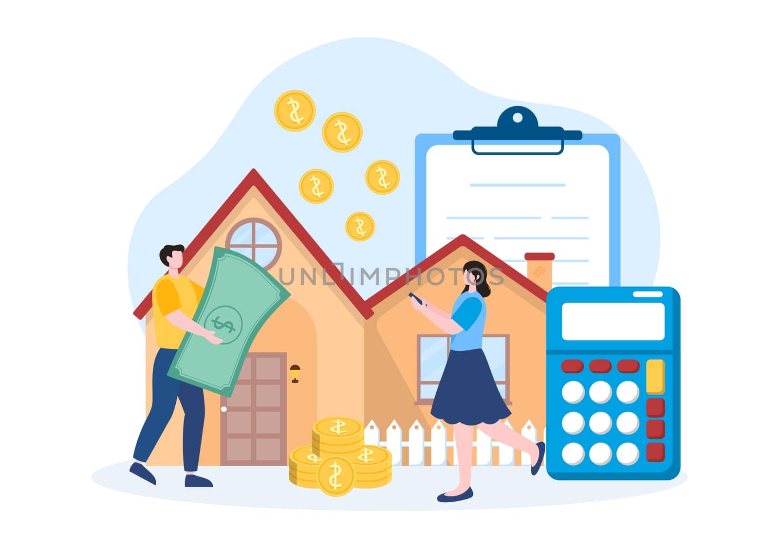 Mortgage Template Hand Drawn Cartoon Flat Illustration of Term Credit Debt by House Loan or Money Investment to Real Estate Property Design