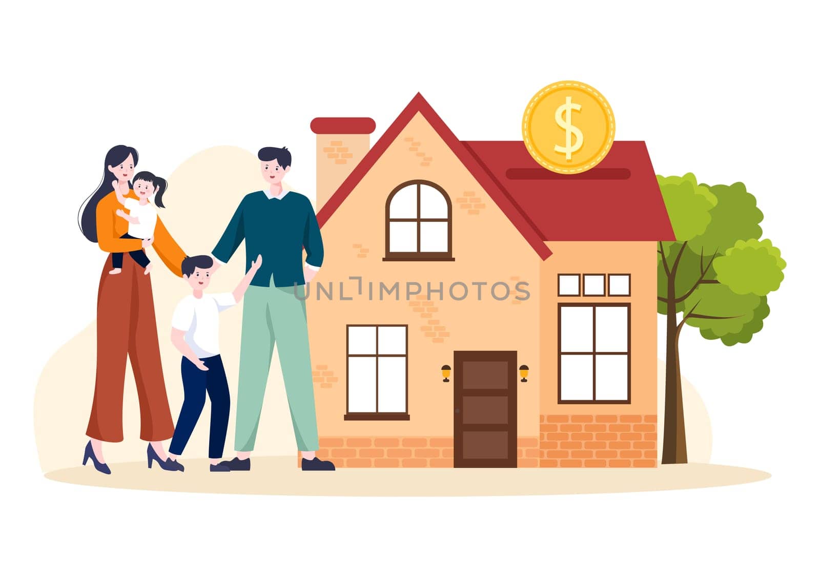 Mortgage Template Hand Drawn Cartoon Flat Illustration of Term Credit Debt by House Loan or Money Investment to Real Estate Property Design