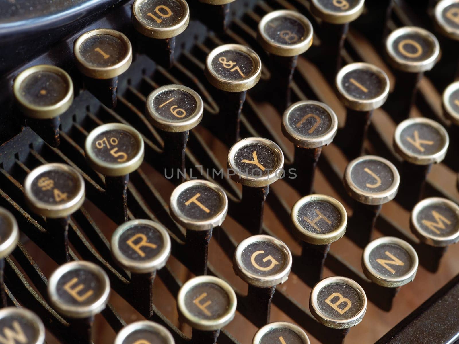 Dusty keys from an antique typewriter.