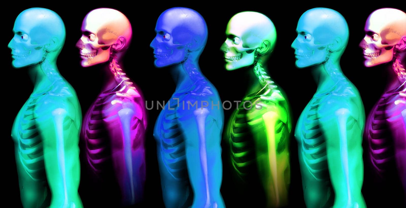 An x ray image of a some man in which you can see the Skelton under the skin.