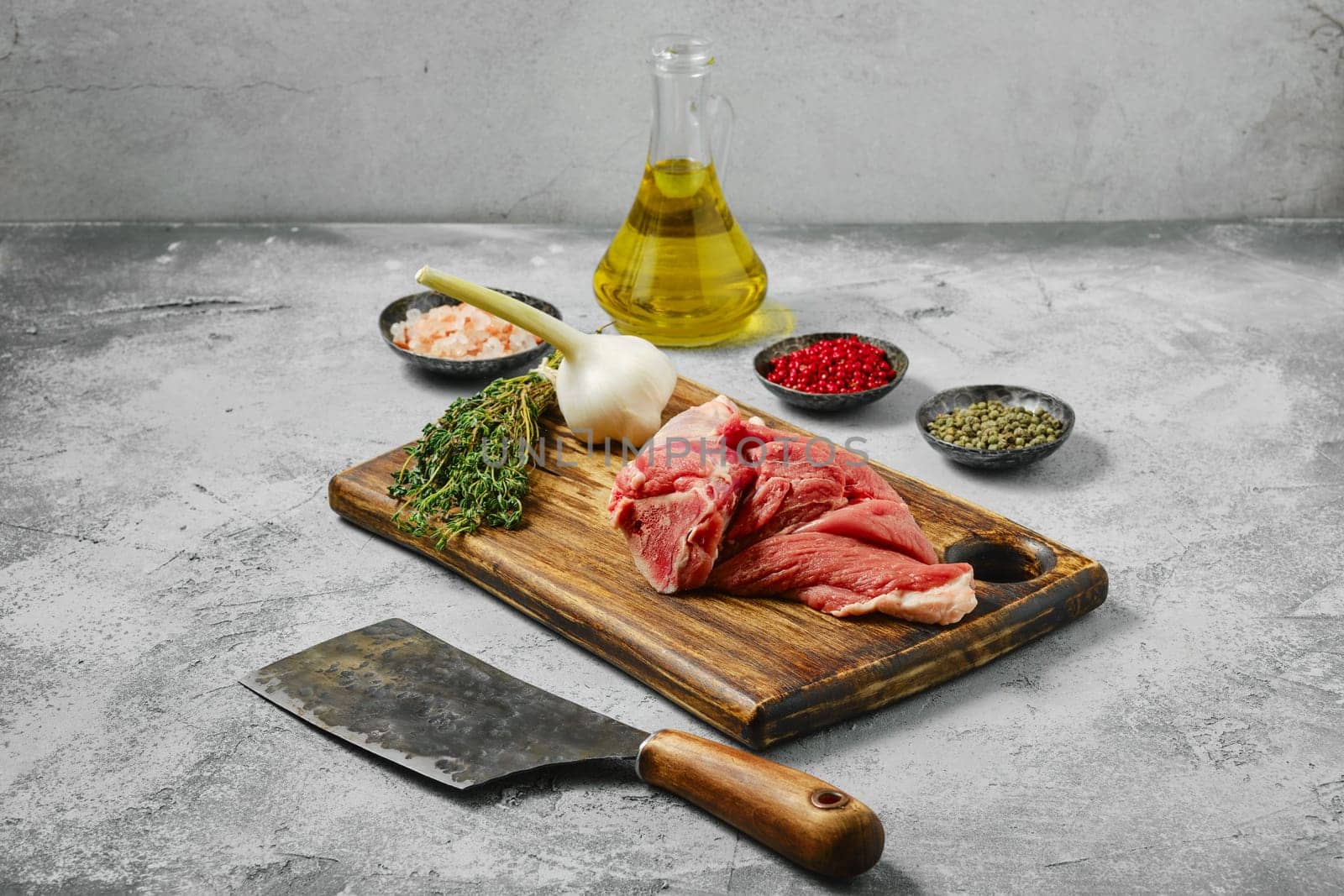 Raw uncooked lamb leg, chump off shank