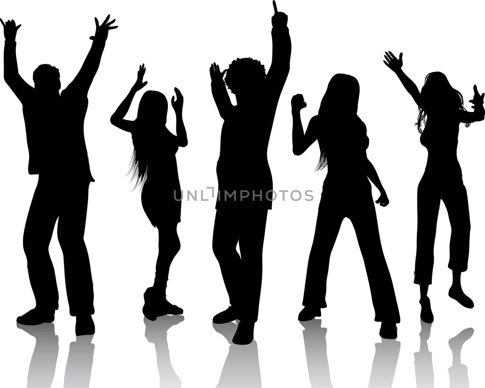 Silhouettes of people dancing