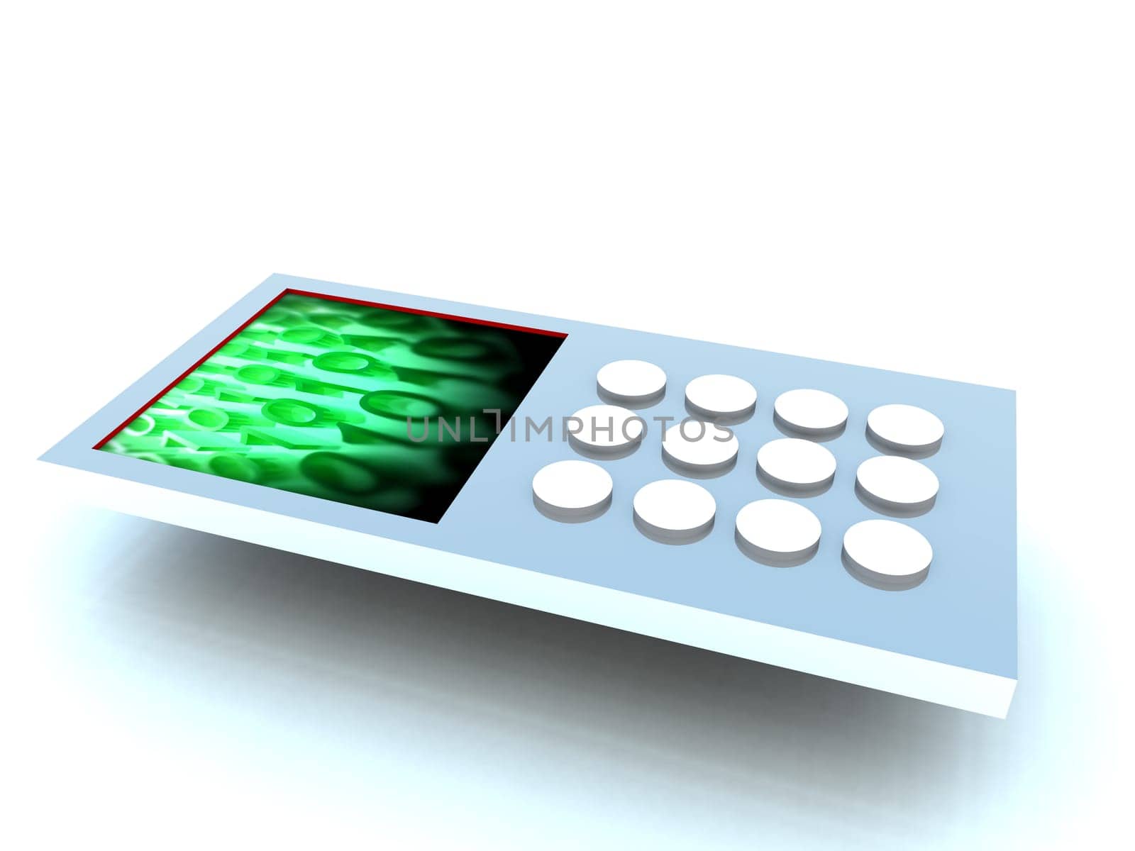 A computer created image of a mobile phone.