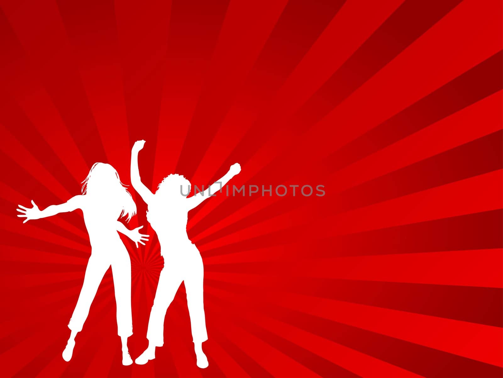 Silhouettes of females dancing