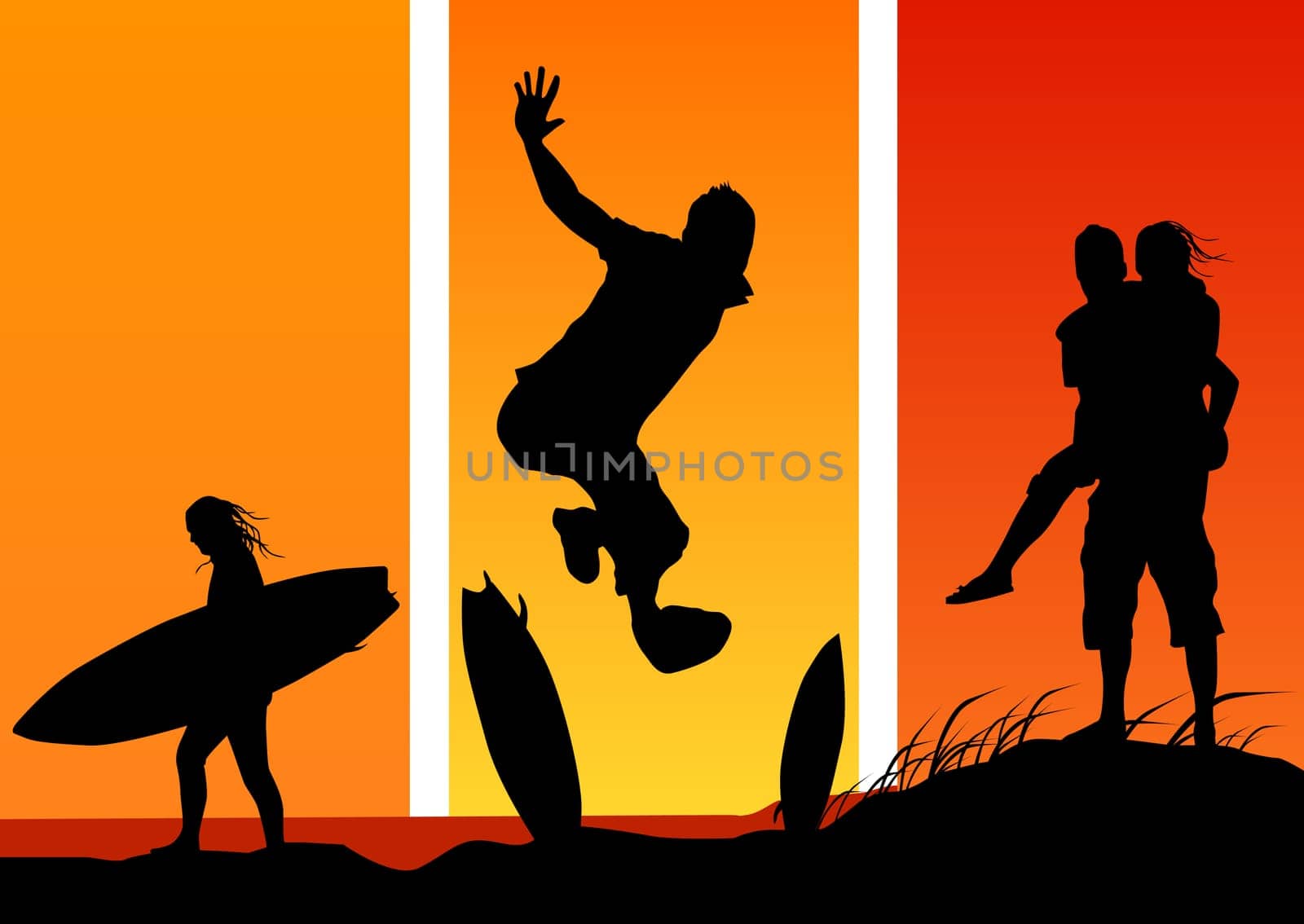 Group of young people at the beach