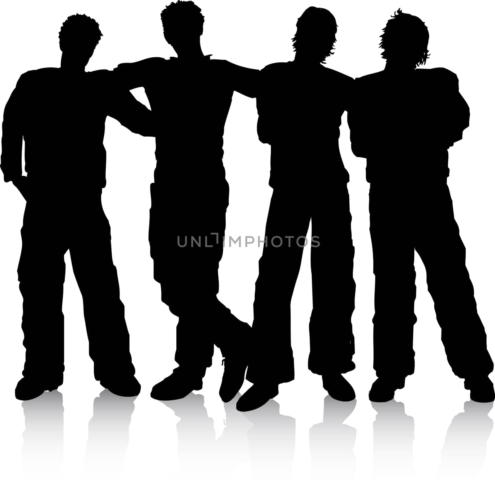 Silhouettes of male best friends