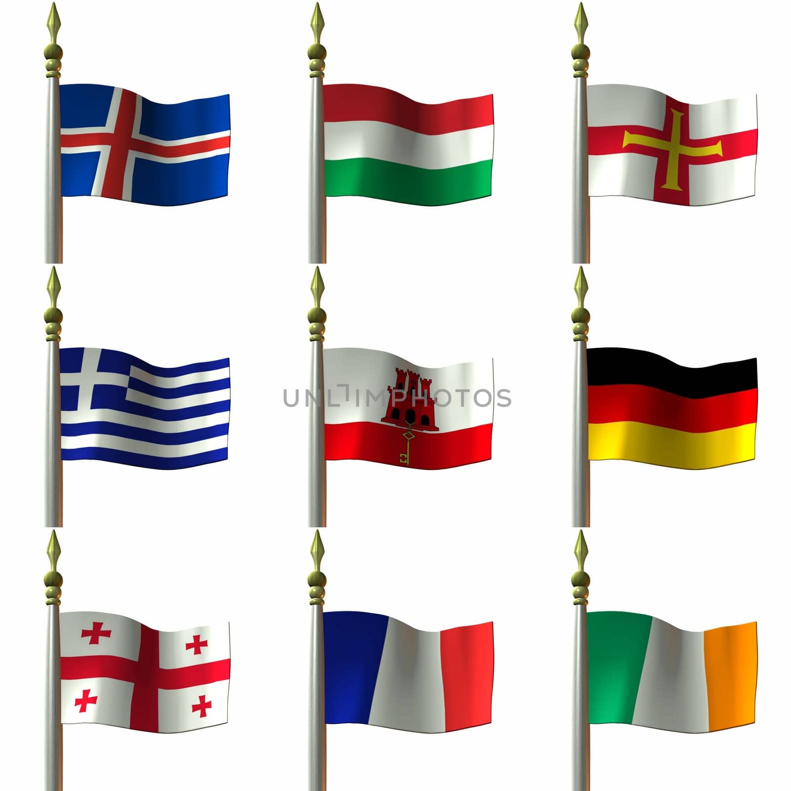 Flags of nations, provinces, principalites and other territories in the continent of Europe