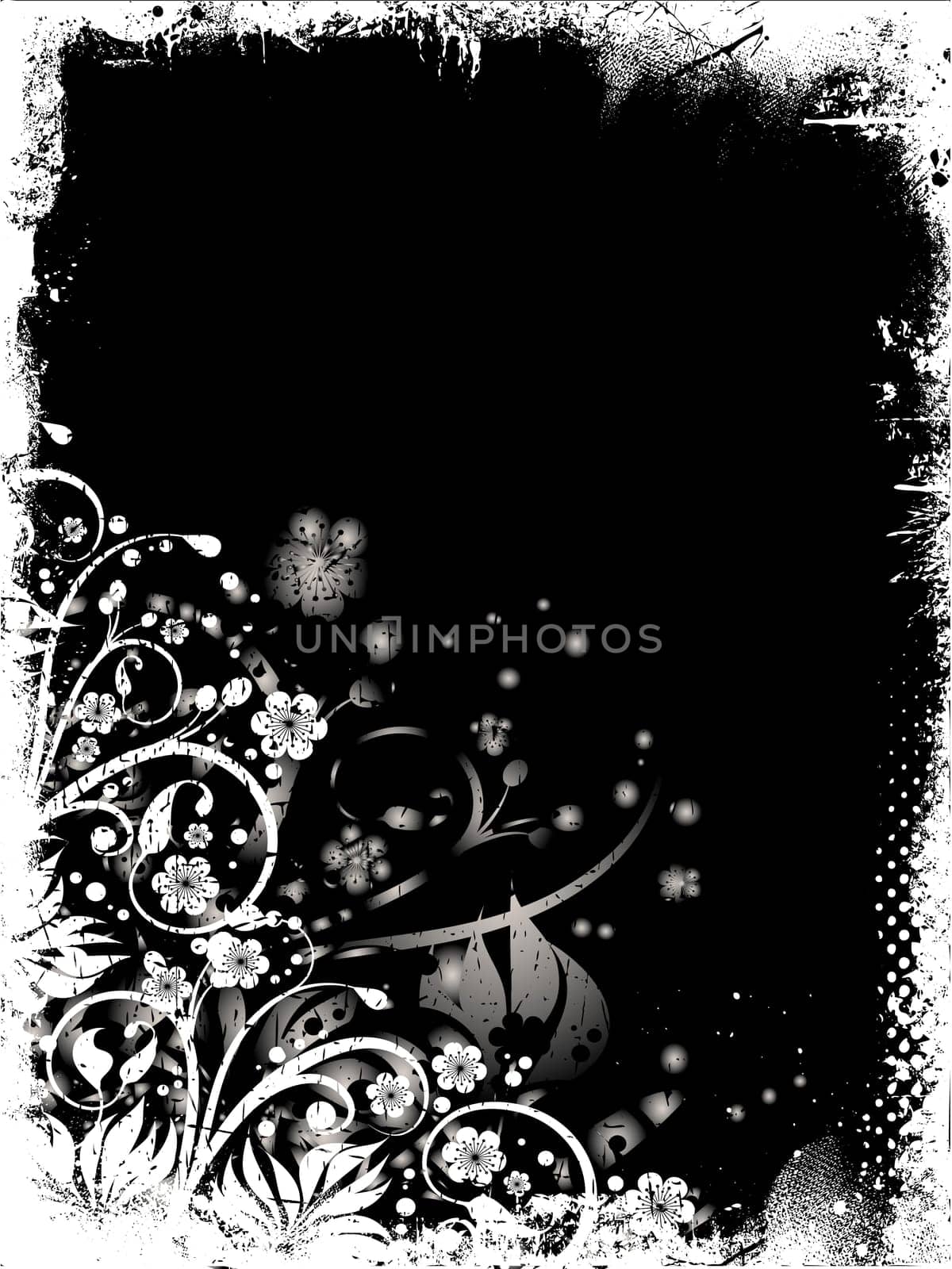 Floral design on grunge background