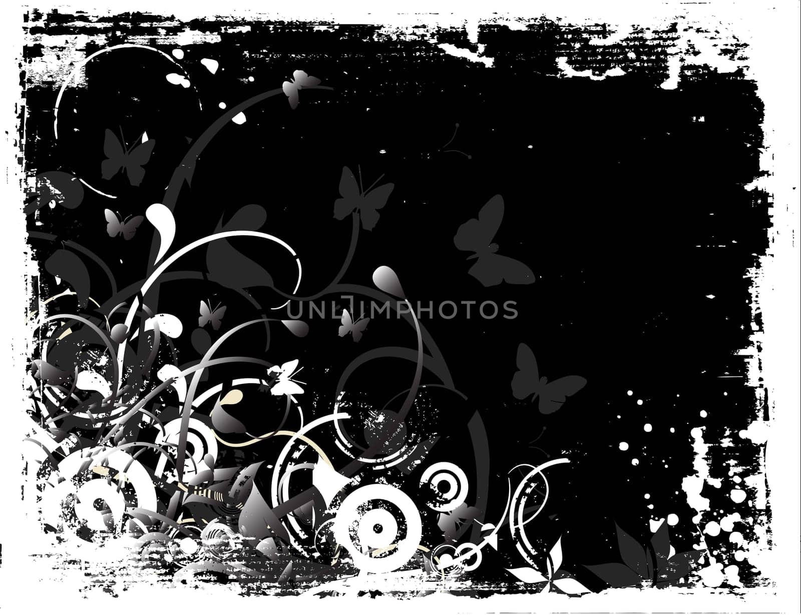 Floral design on grunge background