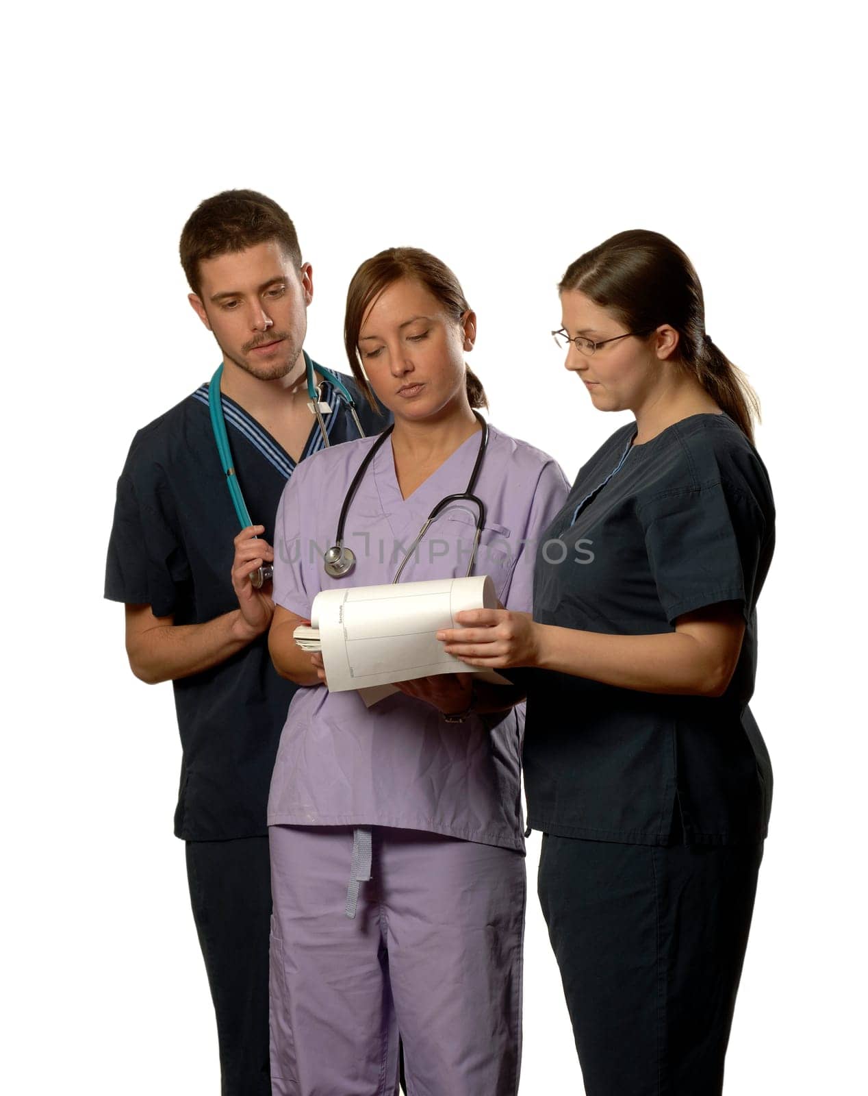 three medical people working together as a team
